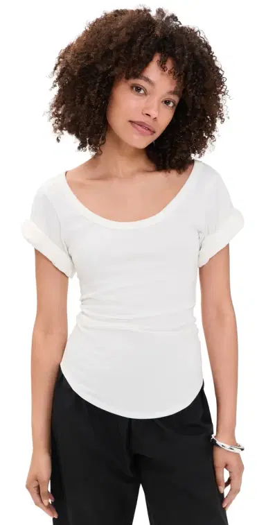 THE LINE BY K Maya Scoop Neck Tee White S | Thumbnail 1