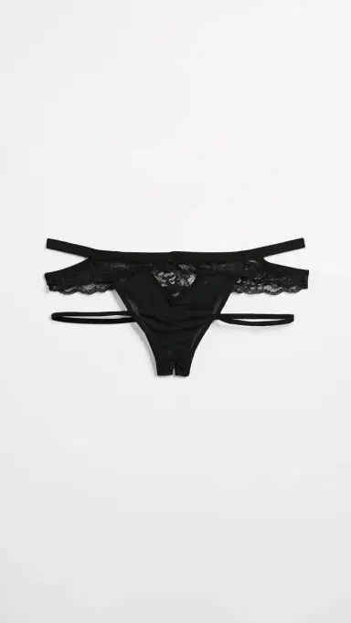 HONEYDEW Lucy Elastic & Lace Panties Black | Thumbnail 3