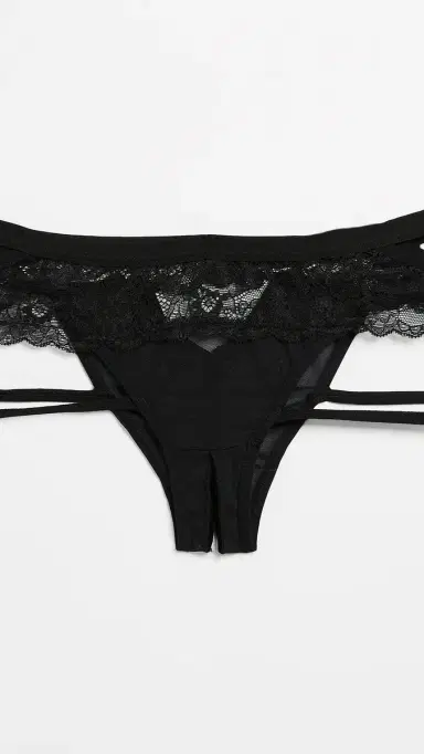 HONEYDEW Lucy Elastic & Lace Panties Black | Thumbnail 4