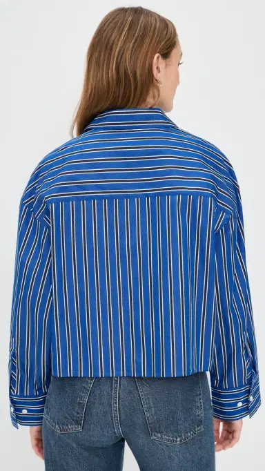 Madewell traight Hem hirt In Poplin Riviera Coast tripe | Thumbnail 3