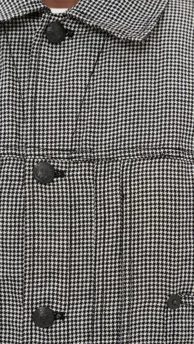 R13 Relaxed Pleated Trucker Jacket Black And White Houndstooth | Thumbnail 6