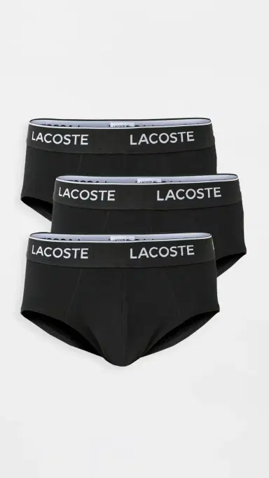 Lacoste Cotton Stretch Jersey Briefs 3 Pack Black M | Thumbnail 2