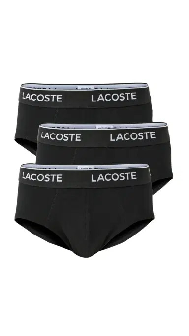 Lacoste Cotton Stretch Jersey Briefs 3 Pack Black M | Thumbnail 5