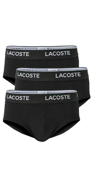 Lacoste Cotton Stretch Jersey Briefs 3 Pack Black M | Thumbnail 1