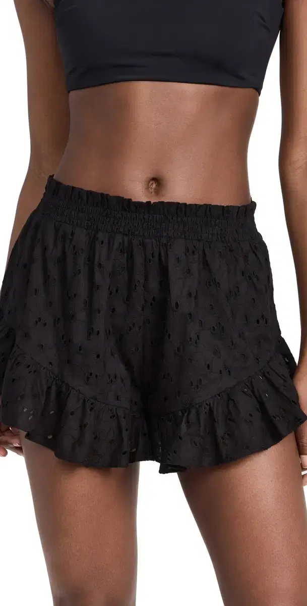 Ruffle Coverup horts Black