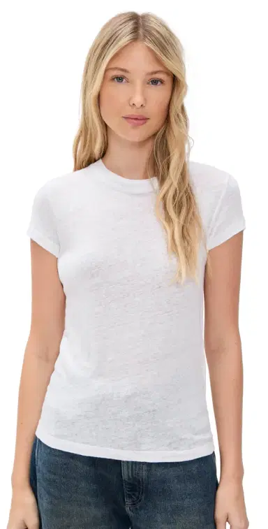 IRO Round Neck Linen T-Shirt White | Thumbnail 1