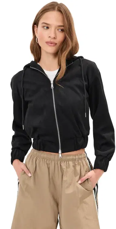 LE BOP Mabel Faux Suede Hoodie Black | Thumbnail 1 LE BOP Mabel Faux Suede Hoodie Black | Thumbnail 1