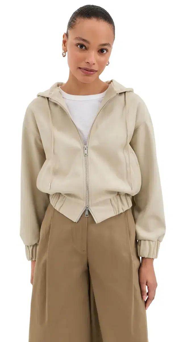 LE BOP Mabel Faux uede Hoodie Feather Grey