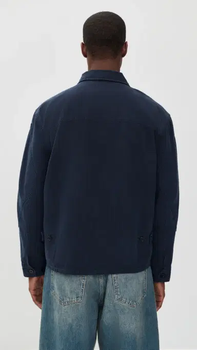 Alex Mill Elijah Zip Jacket In Linen Twill Dark Navy S | Thumbnail 3