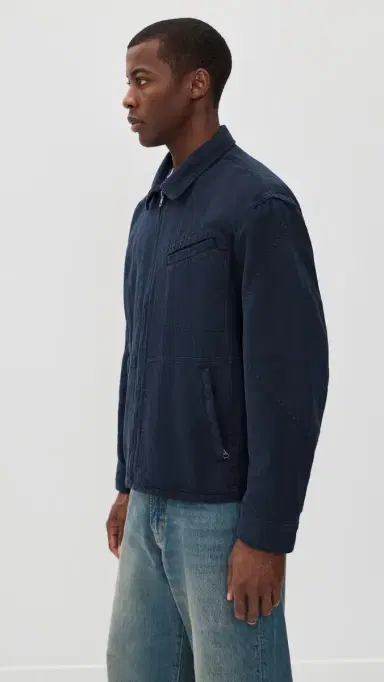 Alex Mill Elijah Zip Jacket In Linen Twill Dark Navy S | Thumbnail 4