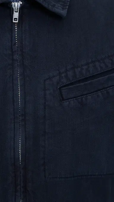 Alex Mill Elijah Zip Jacket In Linen Twill Dark Navy S | Thumbnail 6
