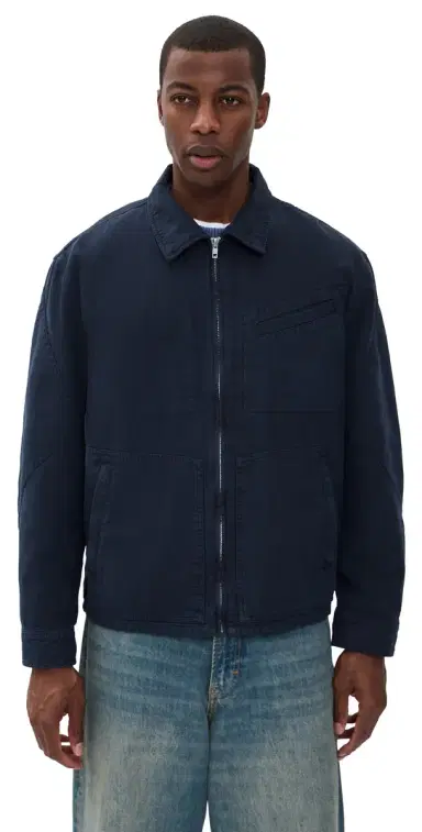 Alex Mill Elijah Zip Jacket In Linen Twill Dark Navy S | Thumbnail 1