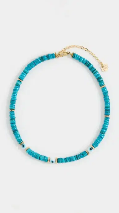 Hijas de Puka Turquoise Dyed Sea Shell Puka Necklace Turquoise One Size | Thumbnail 2