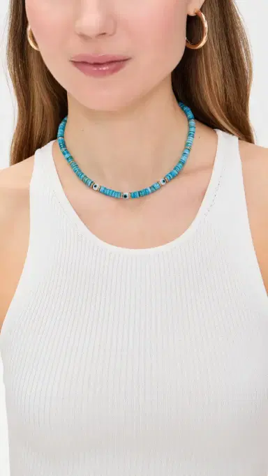 Hijas de Puka Turquoise Dyed Sea Shell Puka Necklace Turquoise One Size | Thumbnail 3