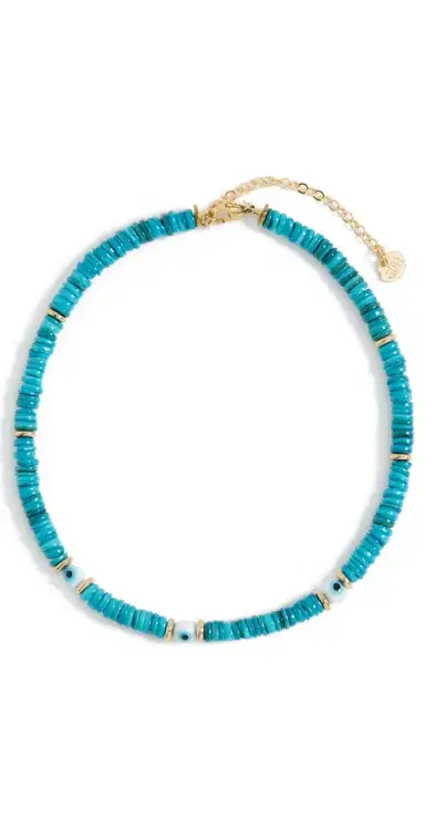 Hijas de Puka Turquoise Dyed Sea Shell Puka Necklace Turquoise One Size | Thumbnail 1