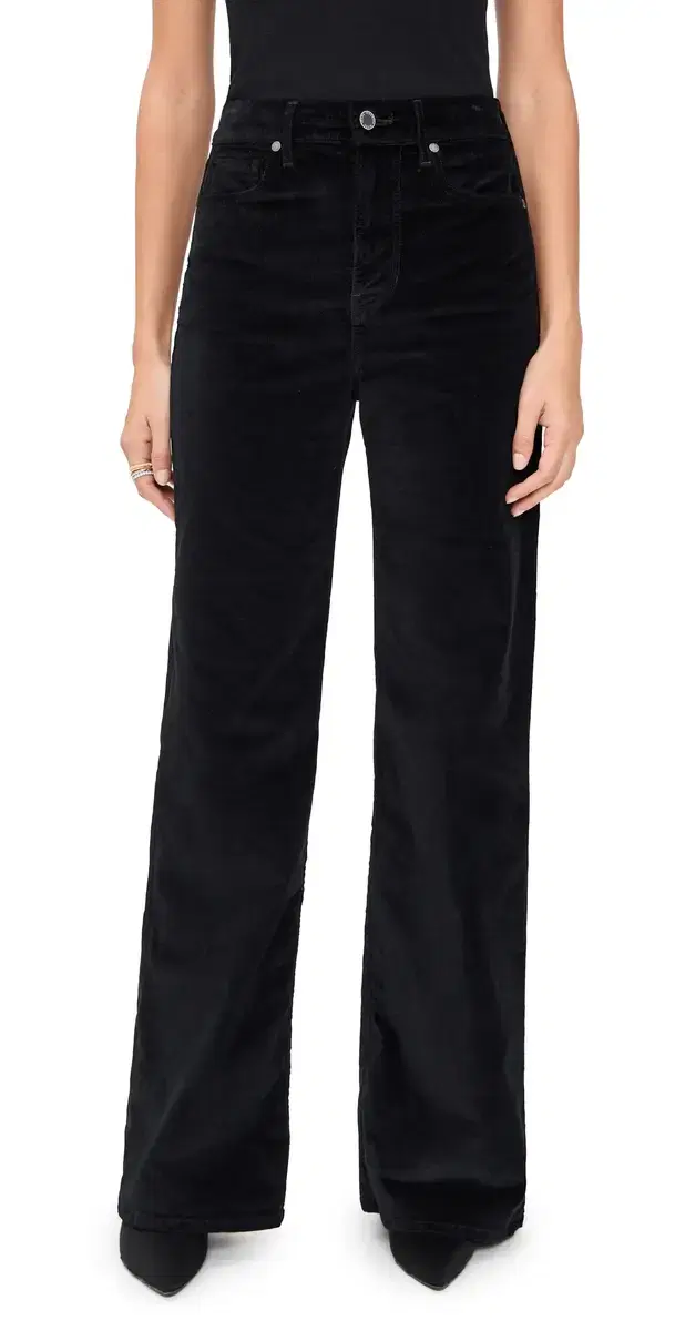 Taylor High Rise Wide Leg Velvet Pants Black