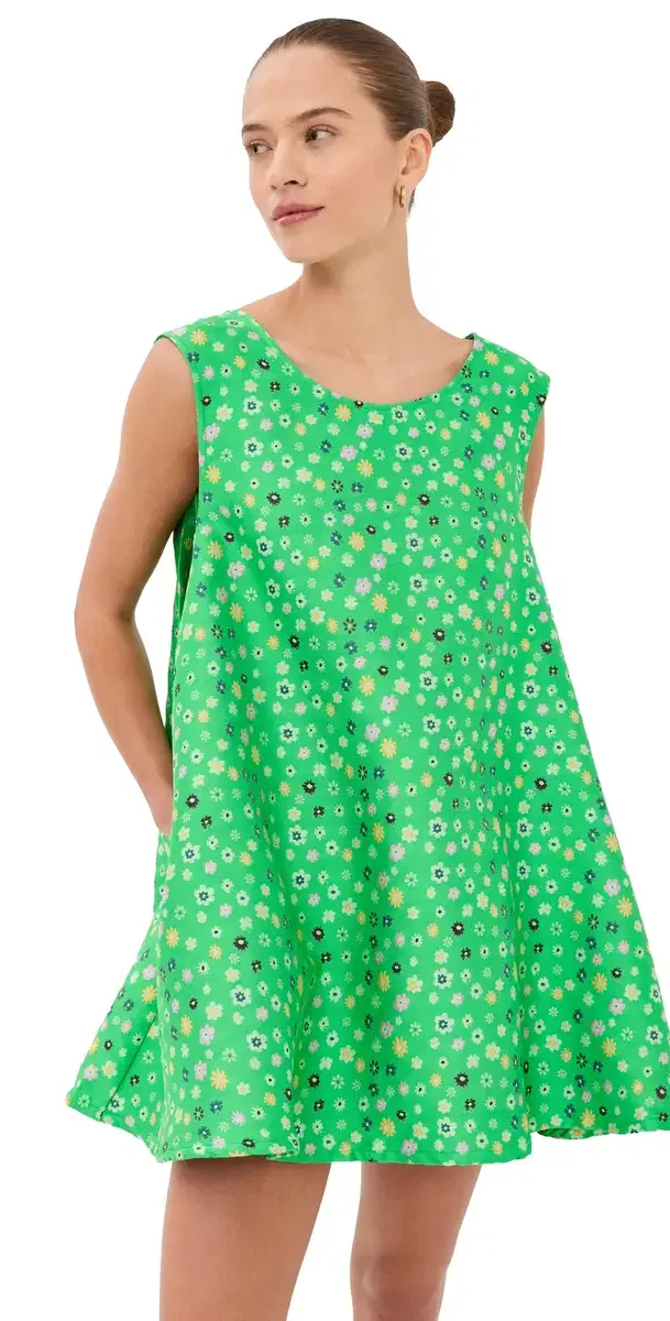 Floral Brocade Pleat Dress Green & Multi One Size