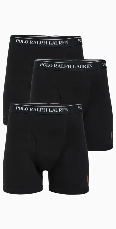 Polo Ralph Lauren Underwear Classic Fit Cotton Boxer Briefs 3 Pack Polo Black M | Thumbnail 1