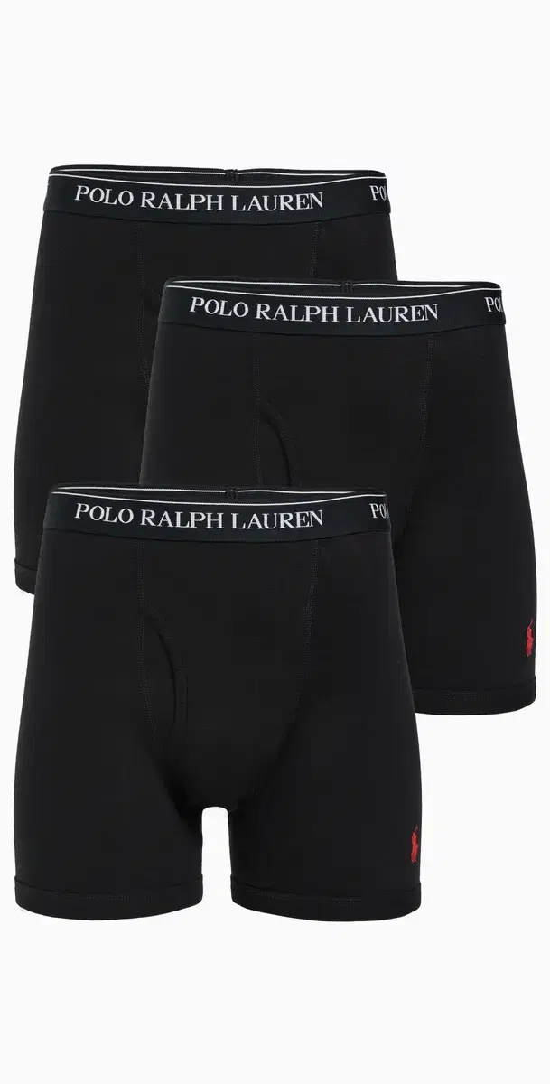 Classic Fit Cotton Boxer Briefs 3 Pack Polo Black