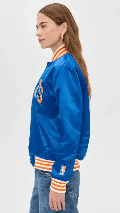 New York or Nowhere Knicks Downtown Varsity Jacket Royal Blue | Thumbnail 4 New York or Nowhere Knicks Downtown Varsity Jacket Royal Blue | Thumbnail 4