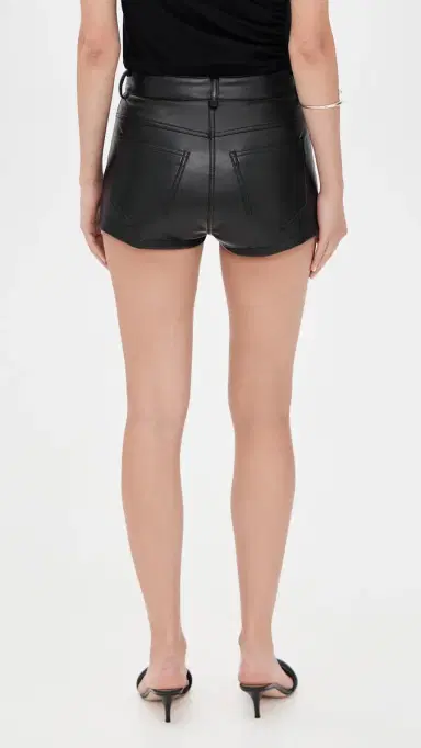 Norma Kamali High Waist Faux Leather Shorts Black L | Thumbnail 3 Norma Kamali High Waist Faux Leather Shorts Black L | Thumbnail 3