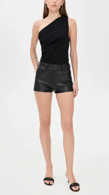 Norma Kamali High Waist Faux Leather Shorts Black L | Thumbnail 5 Norma Kamali High Waist Faux Leather Shorts Black L | Thumbnail 5