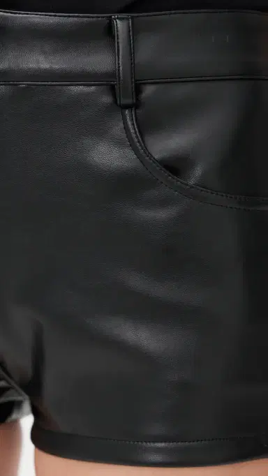 Norma Kamali High Waist Faux Leather Shorts Black L | Thumbnail 6 Norma Kamali High Waist Faux Leather Shorts Black L | Thumbnail 6