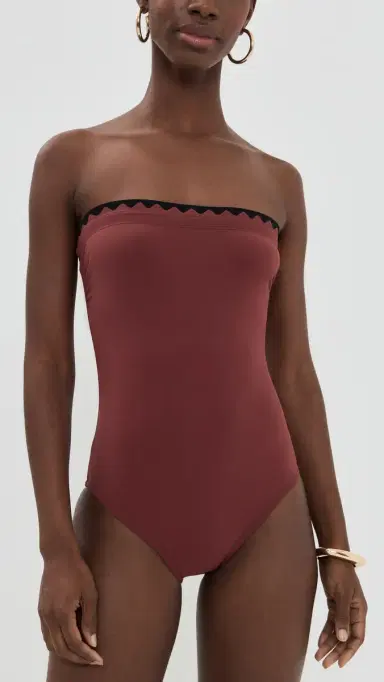Karla Colletto Lia Bandeau One Piece with Shelf Bra Sienna/Black | Thumbnail 2 Karla Colletto Lia Bandeau One Piece with Shelf Bra Sienna/Black | Thumbnail 2