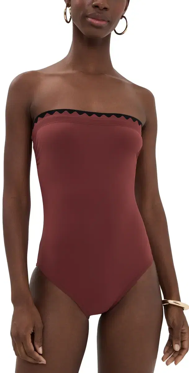 Lia Bandeau One Piece with Shelf Bra Sienna/Black