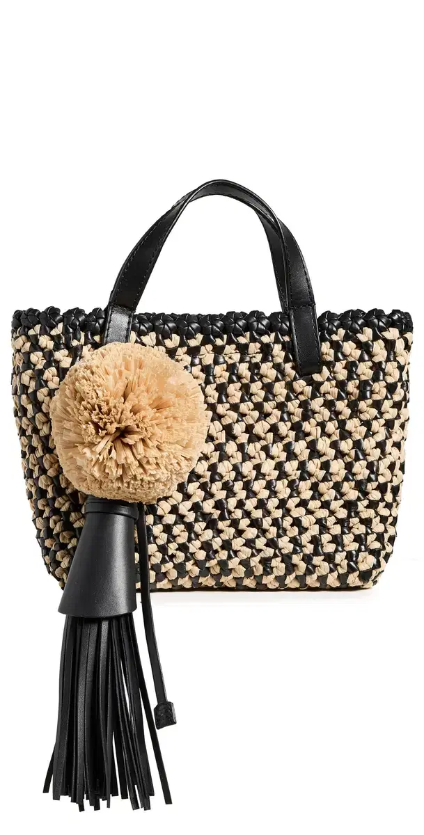 Raffia Mini Crossbody Bag Noir Natural One Size
