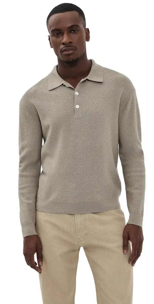 Long leeve Polo weater Warm Grey