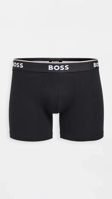 BOSS Stretch Cotton Boxer Briefs 3 Pack Black | Thumbnail 3