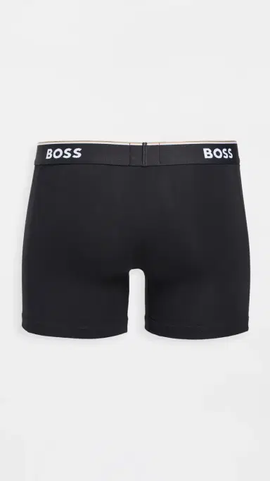 BOSS Stretch Cotton Boxer Briefs 3 Pack Black | Thumbnail 4