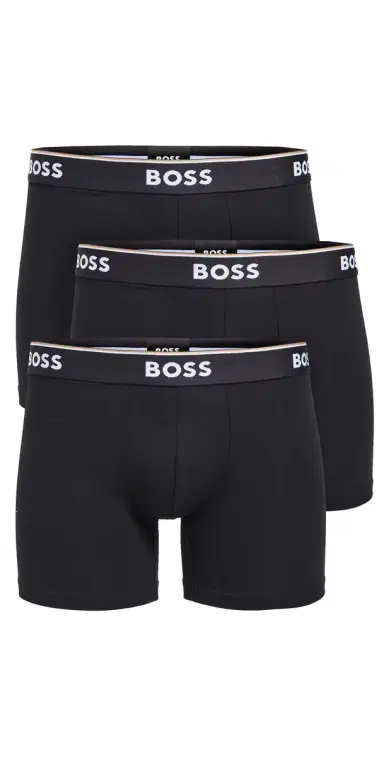 BOSS Stretch Cotton Boxer Briefs 3 Pack Black | Thumbnail 1