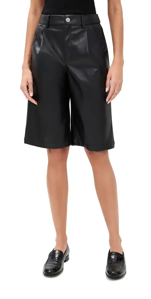 LE BOP Jade Faux Leather Shorts Black