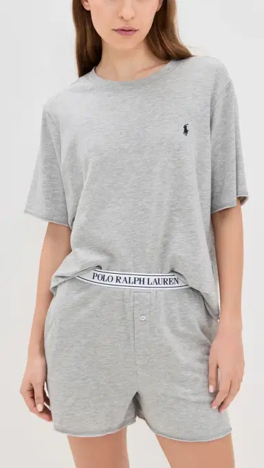 Polo Ralph Lauren French Terry Short Sleeve Pajama et Heather Grey | Thumbnail 2