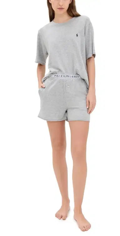 Polo Ralph Lauren French Terry Short Sleeve Pajama et Heather Grey | Thumbnail 1