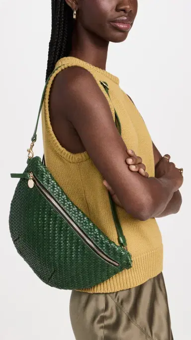 Clare V. Clare V. Grande Fanny Evergreen Woven Zig Zag One Size | Thumbnail 3 Clare V. Clare V. Grande Fanny Evergreen Woven Zig Zag One Size | Thumbnail 3