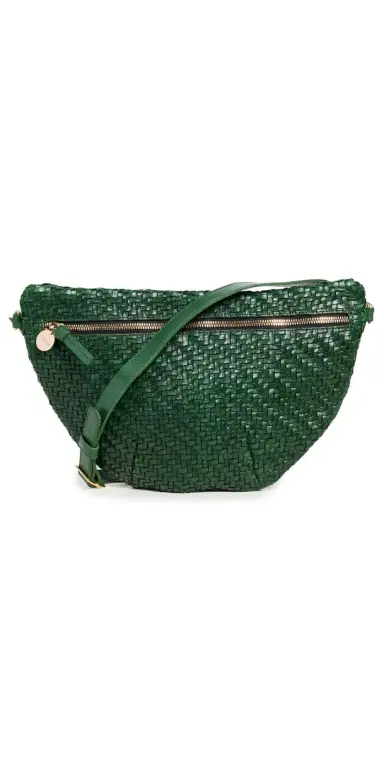 Clare V. Clare V. Grande Fanny Evergreen Woven Zig Zag One Size | Thumbnail 1 Clare V. Clare V. Grande Fanny Evergreen Woven Zig Zag One Size | Thumbnail 1