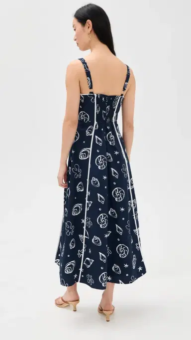 Moon River Scallop Shaped Midi Dress Navy ulti | Thumbnail 3