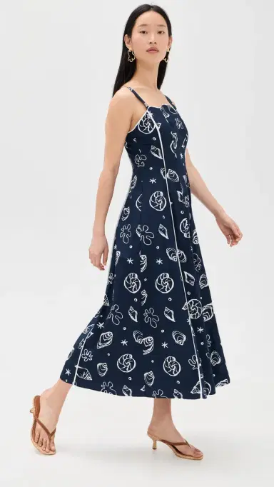 Moon River Scallop Shaped Midi Dress Navy ulti | Thumbnail 4