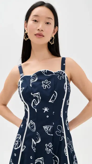 Moon River Scallop Shaped Midi Dress Navy ulti | Thumbnail 5