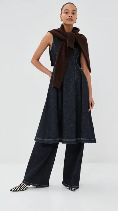 Marni Midi Dress Blue/Black | Thumbnail 6 Marni Midi Dress Blue/Black | Thumbnail 6
