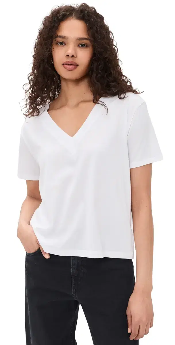 Kacey V Neck Tee White