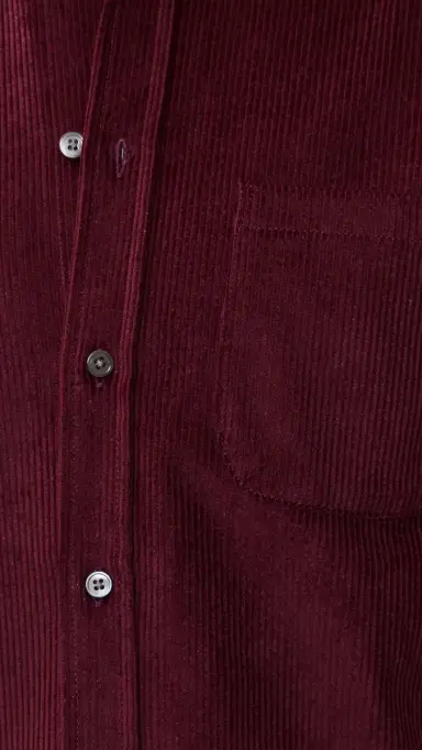 Portuguese Flannel Lobo 2.0 Corduroy Button Down Shirt Bordeaux S | Thumbnail 6