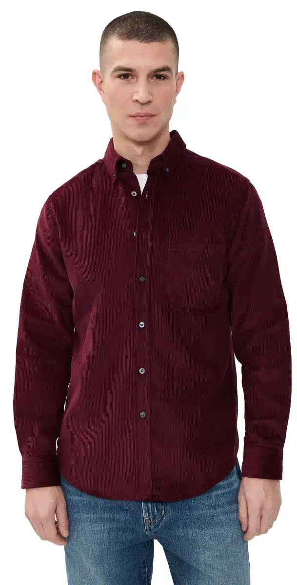 Portuguese Flannel Lobo 2.0 Corduroy Button Down hirt Bordeaux