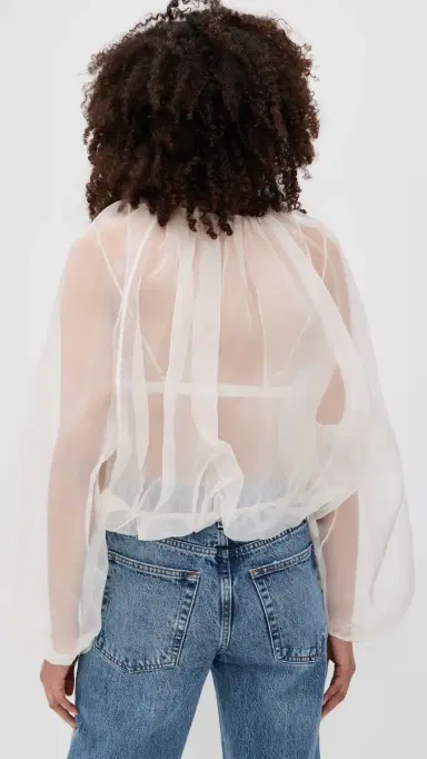 FRAME The Sheer Balloon Blouse Cream | Thumbnail 4