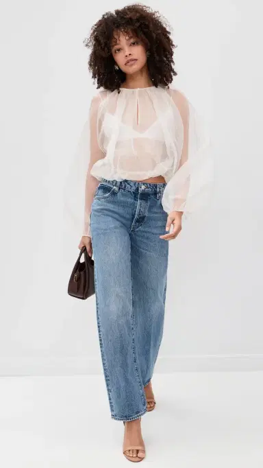 FRAME The Sheer Balloon Blouse Cream | Thumbnail 6