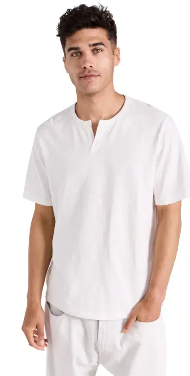 Vince Slub Split Neck Tee 101owh | Thumbnail 1