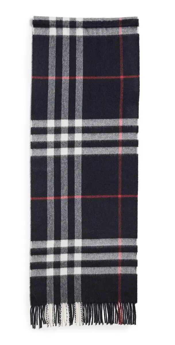 Burberry Giant Check Cashmere Scarf Navy One Size